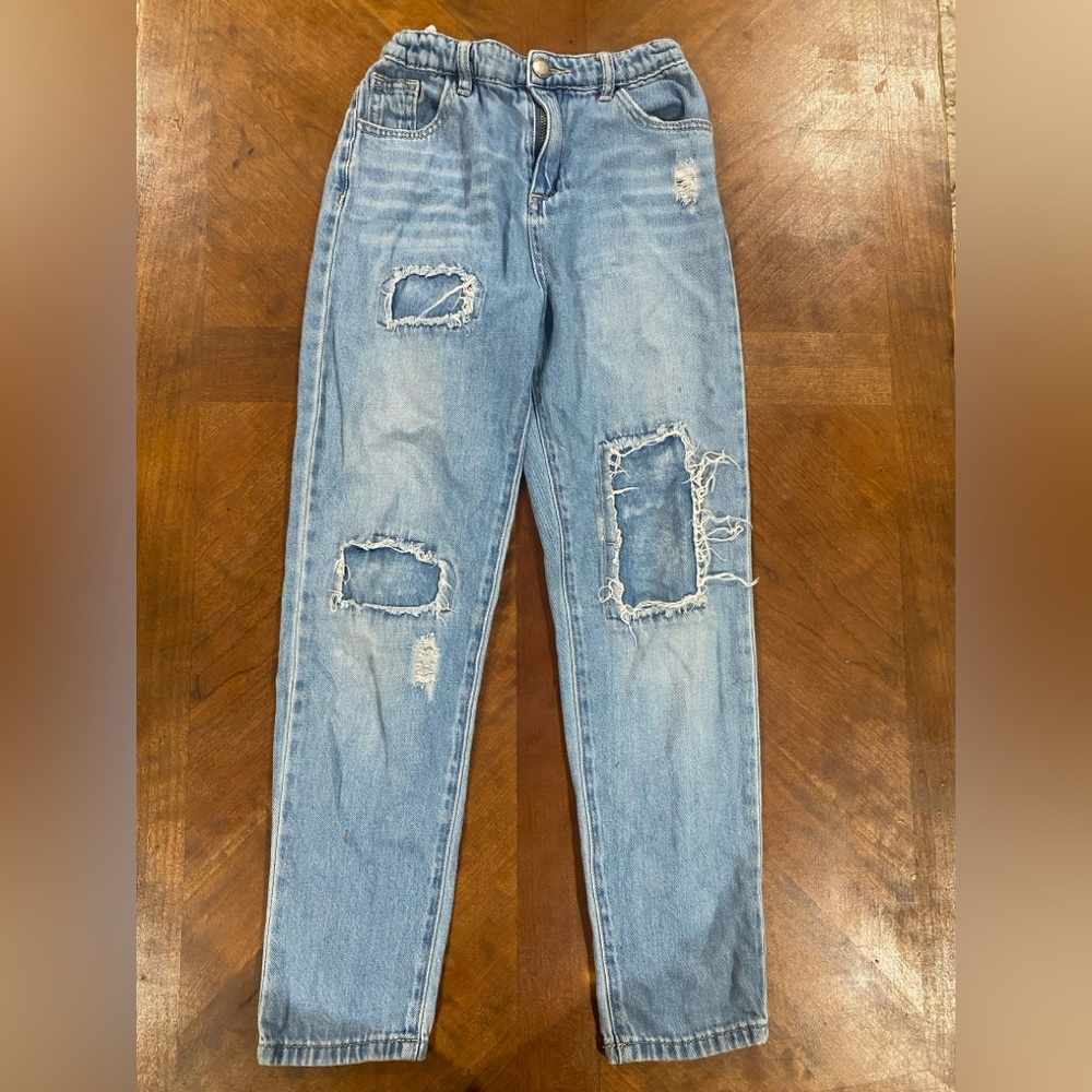Cotton On Kids Distressed Tapered Blue Jeans Girls 9-10